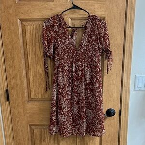 Sienna Sky Floral Mini Dress in Brown and Cream